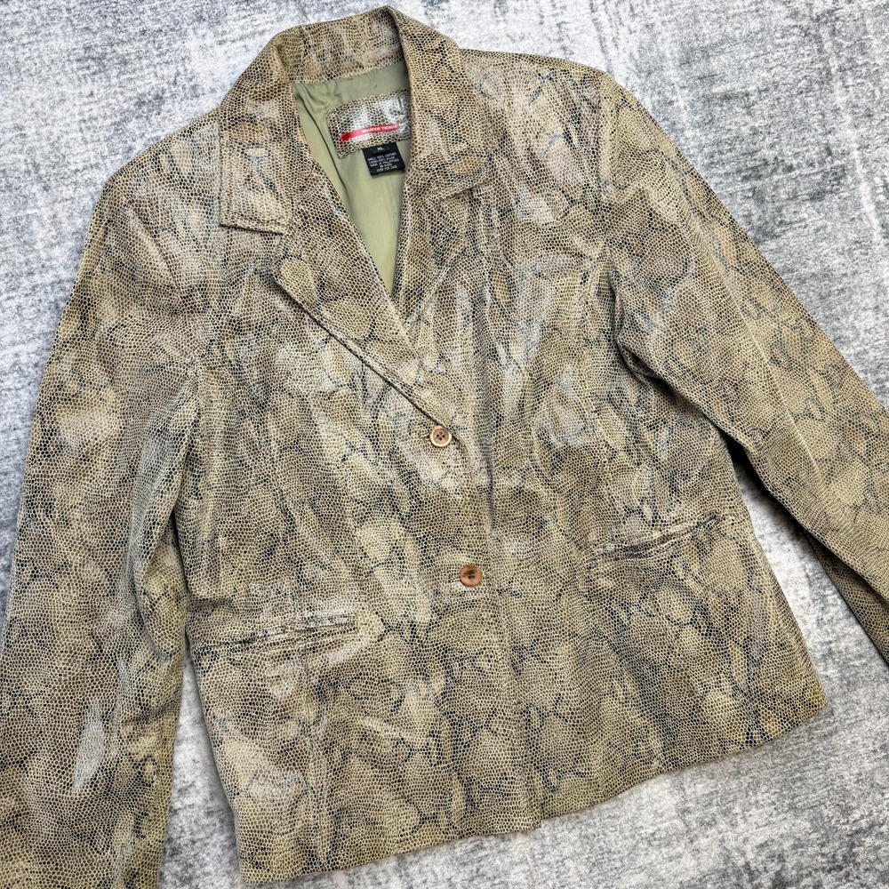 Brandon Thomas Leather Jacket Womens XL Snakeskin Blazer Y2K 90s Edgy Luxury